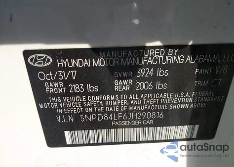2018 Hyundai Elantra Sel from USA, damaged, VIN 5NPD84LF6JH290816
